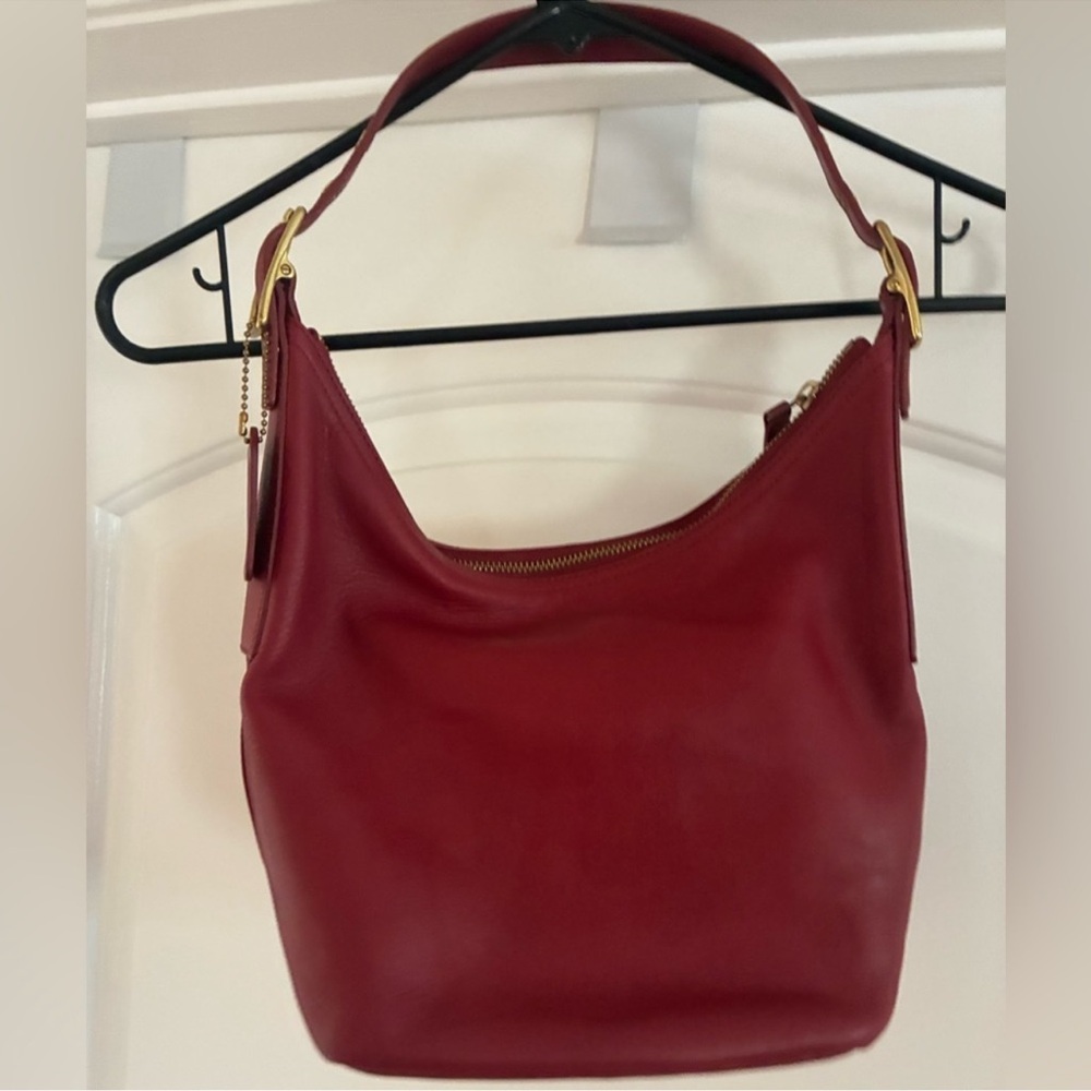 Coach Red Leather Hobo Bag